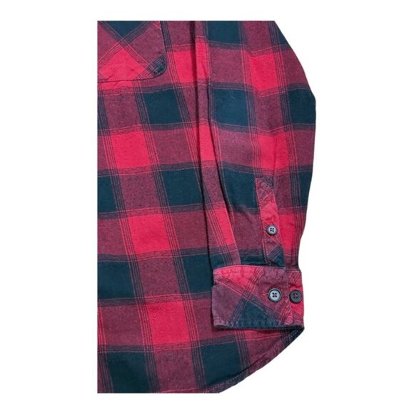 Kolby Shirt Mens Small Red Black Plaid Flannel Long Sleeve Button Front Pocket - Picture 3 of 10